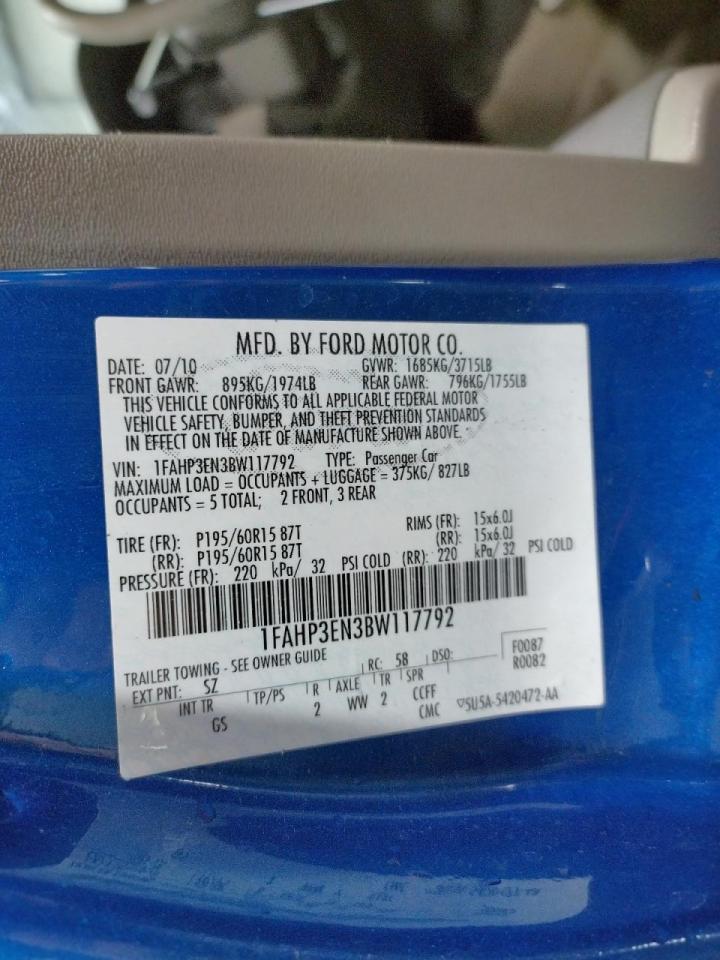 Photo 10 from auction – 2011 FORD FOCUS S with VIN 1FAHP3EN3BW117792