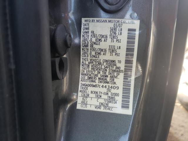 Photo 10 from auction – 2007 NISSAN FRONTIER K with VIN 1N6AD06W87C443409