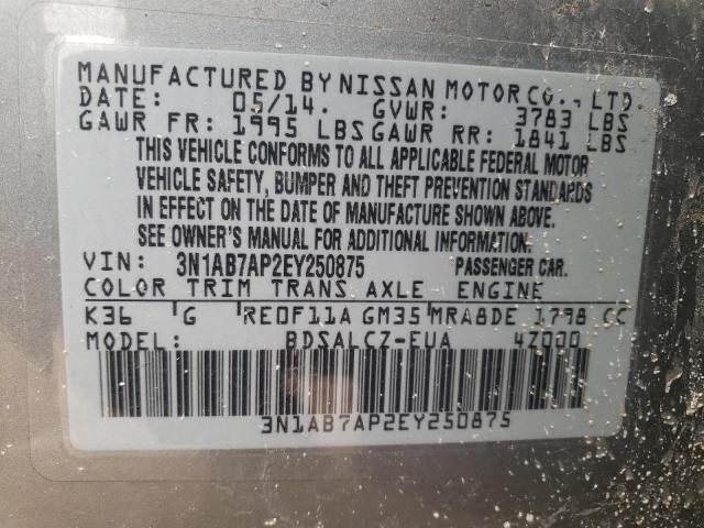 Photo 10 from auction – 2014 NISSAN SENTRA S with VIN 3N1AB7AP2EY250875