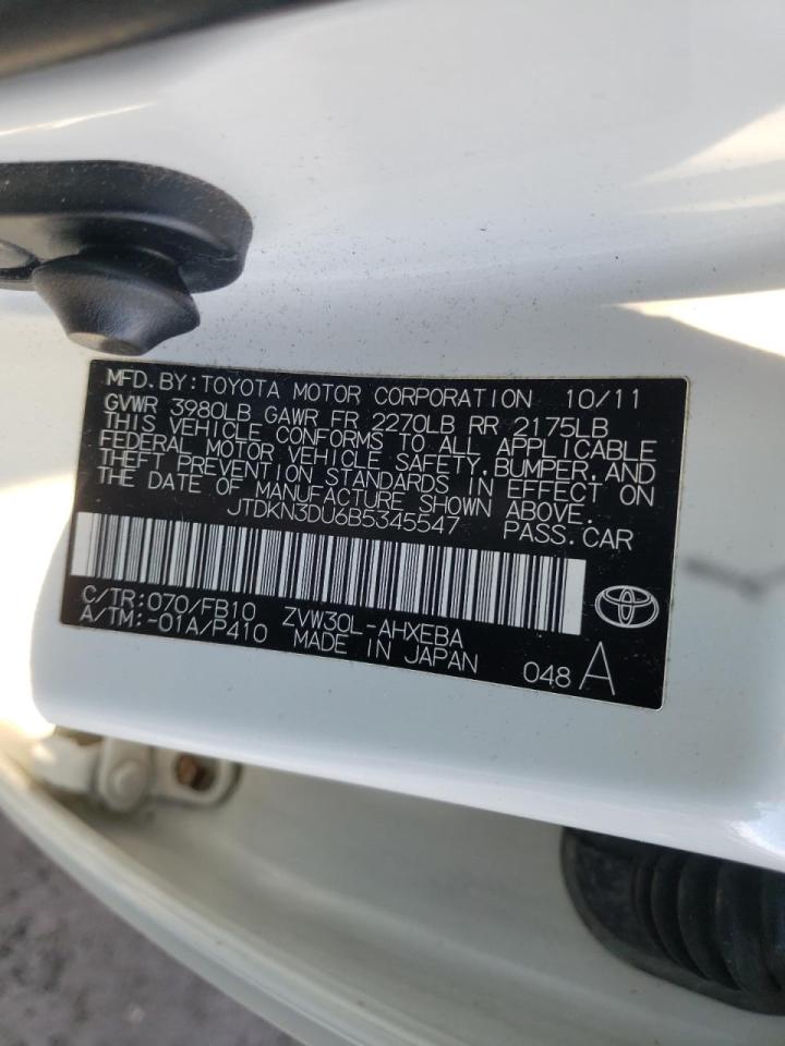Photo 10 from auction – 2011 TOYOTA PRIUS with VIN JTDKN3DU6B5345547