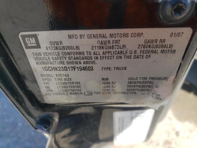 Photo 10 from auction – 2007 CHEVROLET SILVERADO with VIN 1GCHK23D17F194603