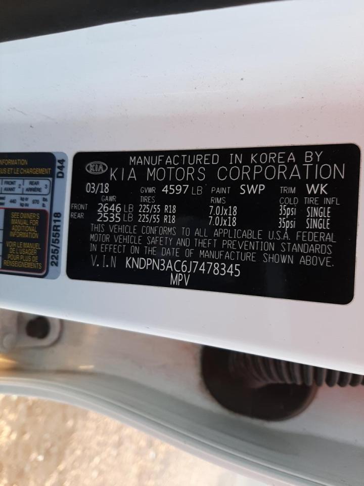 Photo 10 from auction – 2018 KIA SPORTAGE E with VIN KNDPN3AC6J7478345