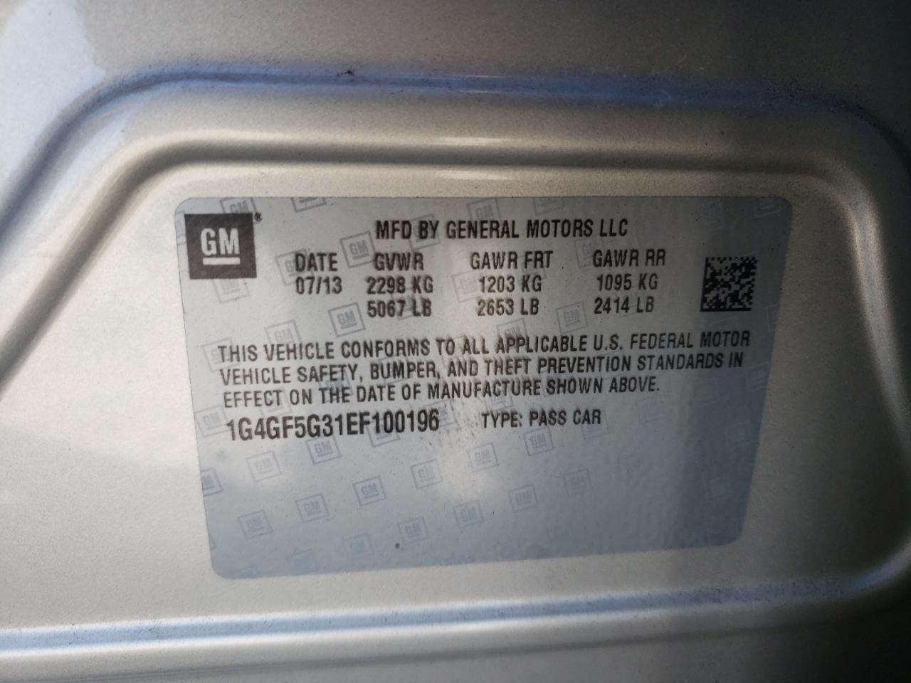 Photo 10 from auction – 2014 BUICK LACROSSE T with VIN 1G4GF5G31EF100196
