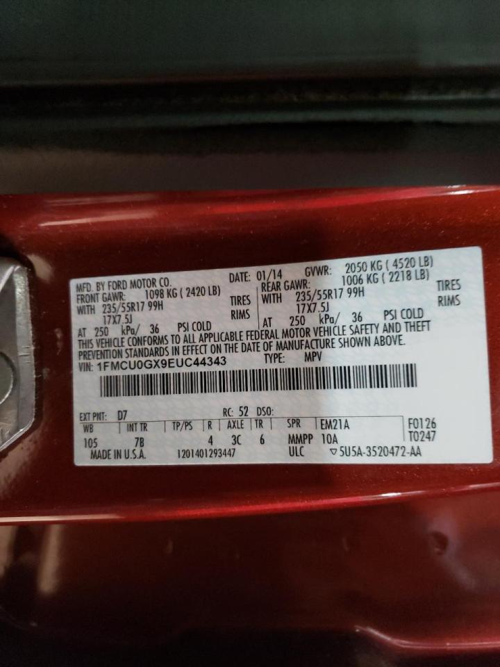 Photo 10 from auction – 2014 FORD ESCAPE SE with VIN 1FMCU0GX9EUC44343