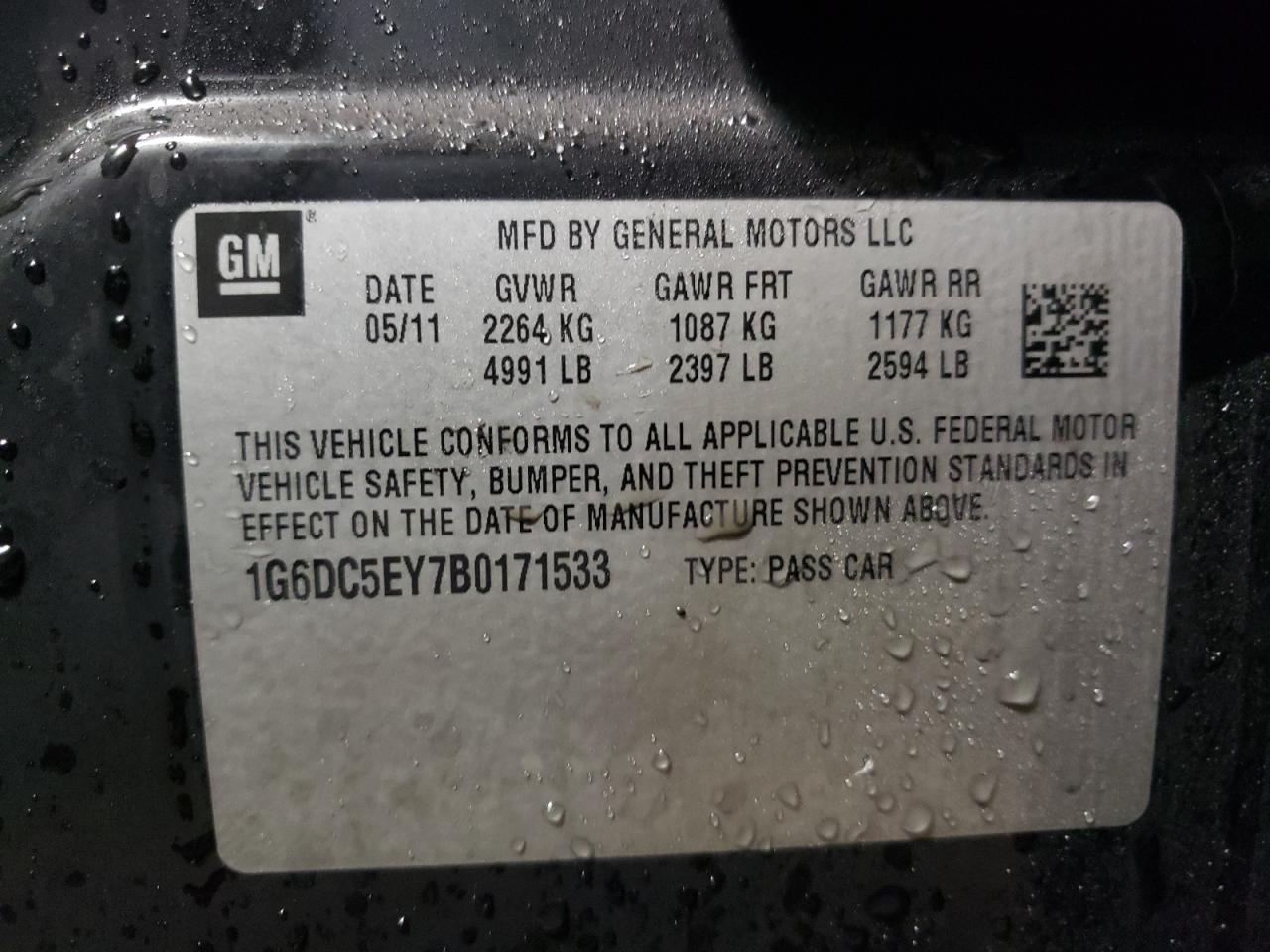 Photo 10 from auction – 2011 CADILLAC CTS with VIN 1G6DC5EY7B0171533