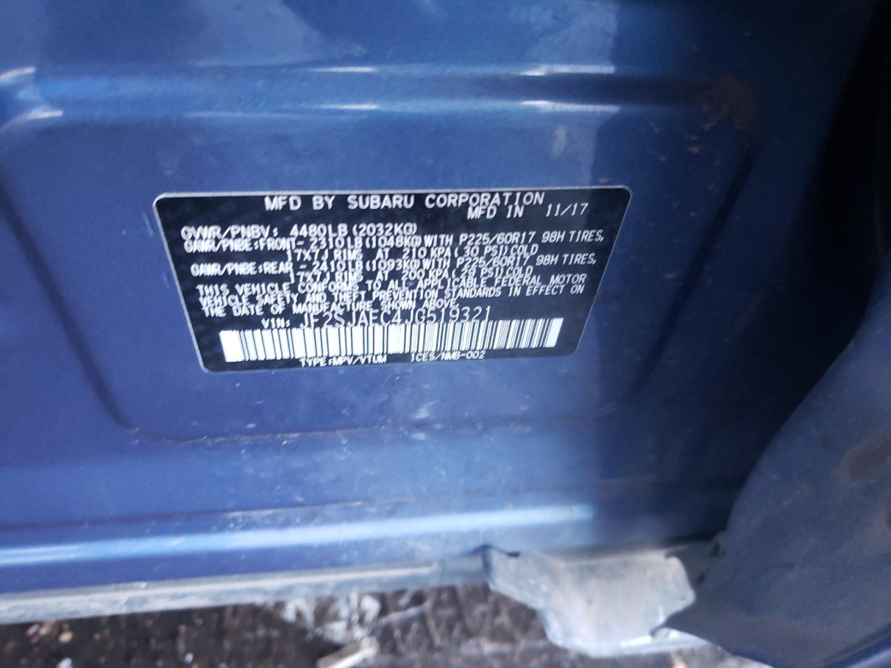 Photo 10 from auction – 2018 SUBARU FORESTER 2 with VIN JF2SJAEC4JG519321