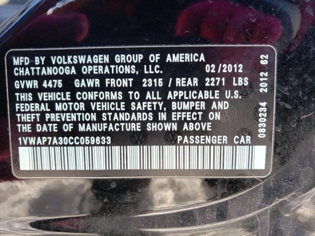 Photo 10 from auction – 2012 VOLKSWAGEN PASSAT S with VIN 1VWAP7A30CC059633