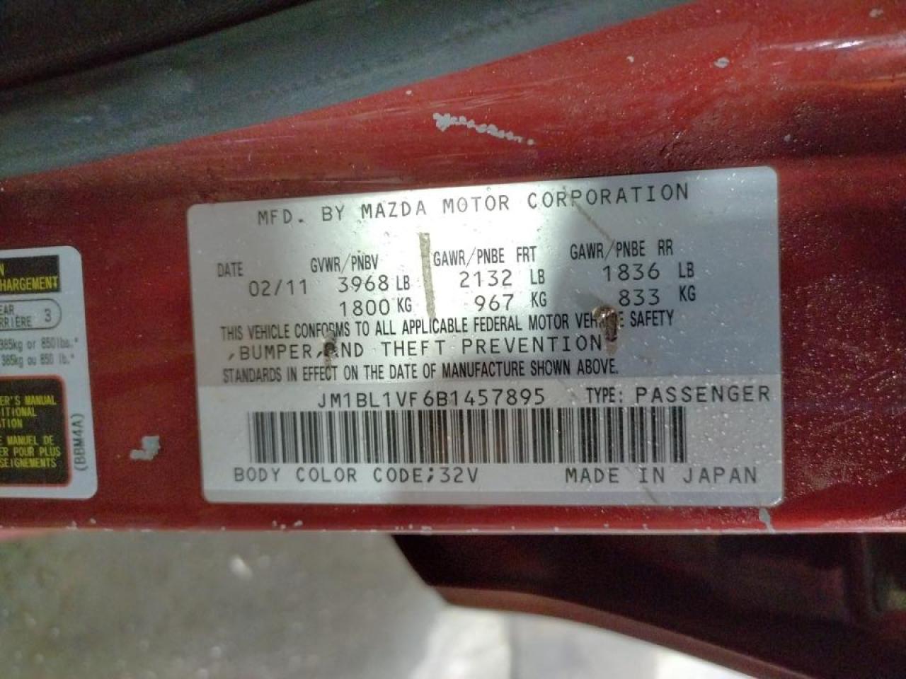 Photo 10 from auction – 2011 MAZDA 3 I with VIN JM1BL1VF6B1457895