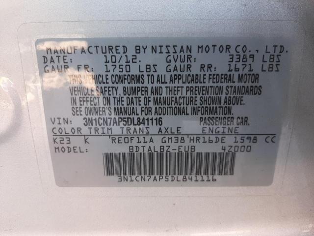 Photo 10 from auction – 2013 NISSAN VERSA S with VIN 3N1CN7AP5DL841116