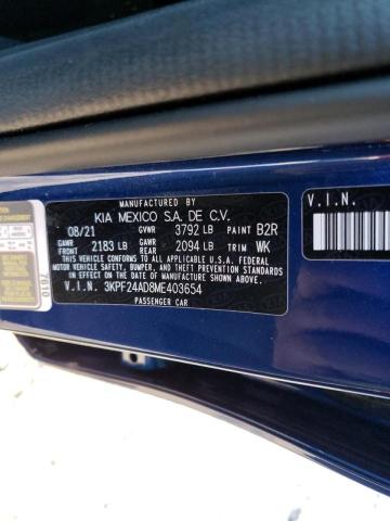 Photo 10 from auction – 2021 KIA FORTE FE with VIN 3KPF24AD8ME403654