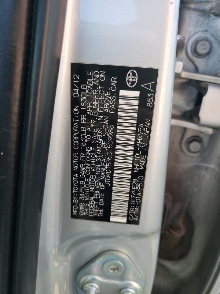 Photo 10 from auction – 2012 TOYOTA PRIUS C with VIN JTDKDTB35C1509988