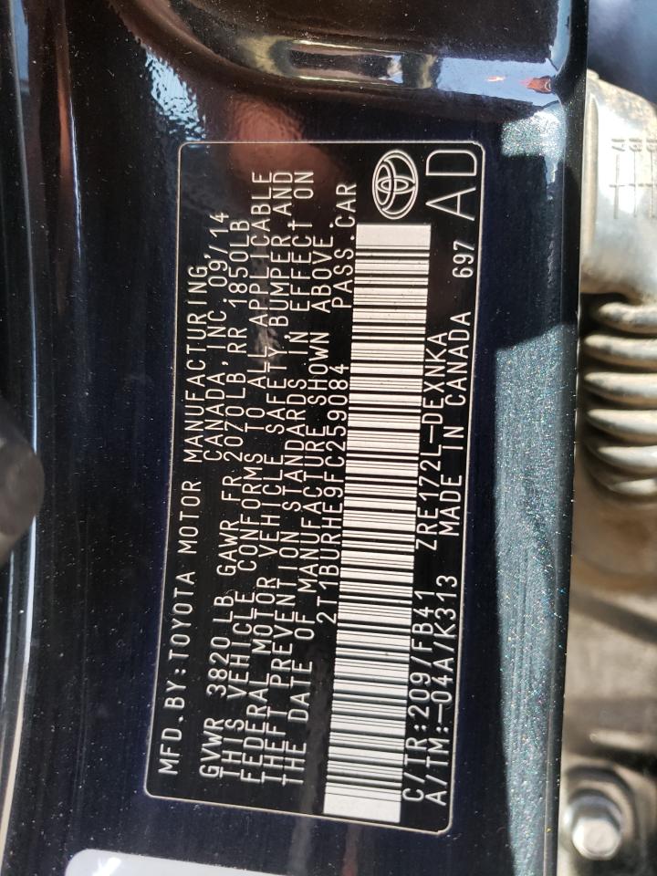 Photo 10 from auction – 2015 TOYOTA COROLLA L with VIN 2T1BURHE9FC259084