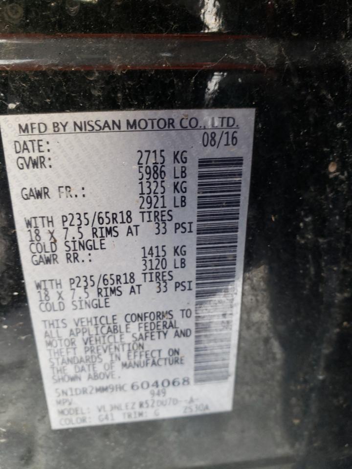 Photo 10 from auction – 2017 NISSAN PATHFINDER with VIN 5N1DR2MM9HC604068