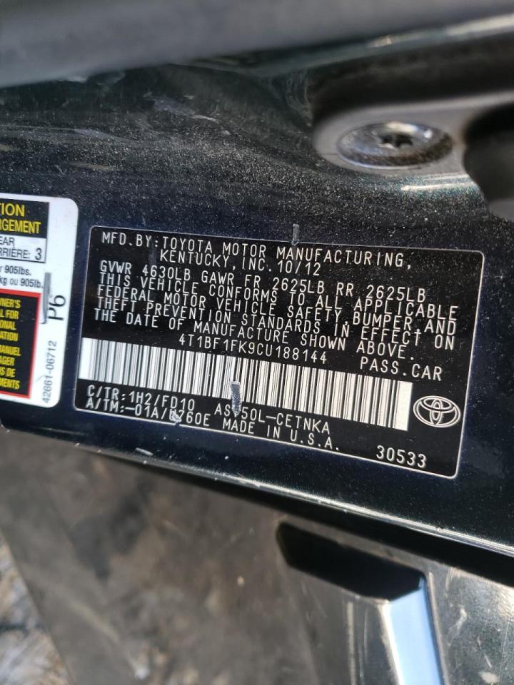 Photo 10 from auction – 2012 TOYOTA CAMRY BASE with VIN 4T1BF1FK9CU188144