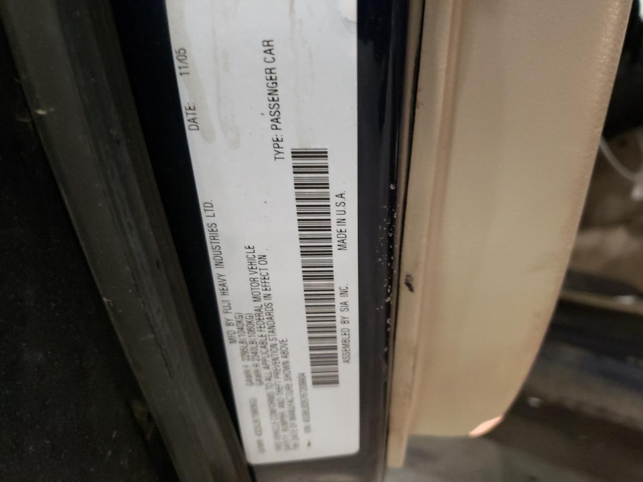 Photo 10 from auction – 2006 SUBARU LEGACY 2.5 with VIN 4S3BL626767209904