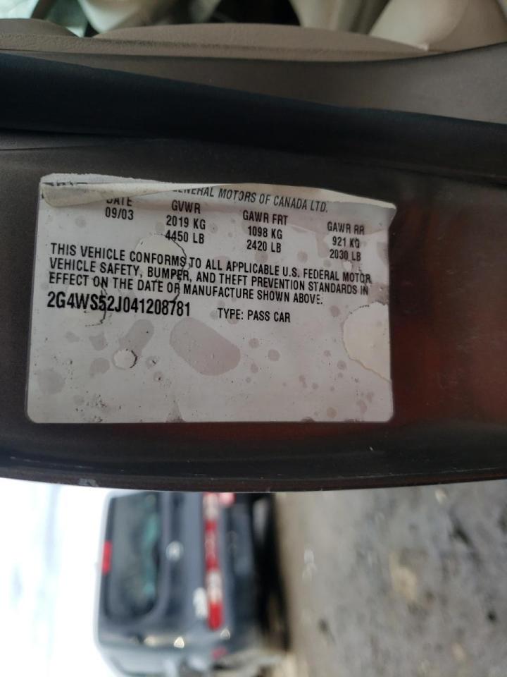 Photo 10 from auction – 2004 BUICK CENTURY CU with VIN 2G4WS52J041208781