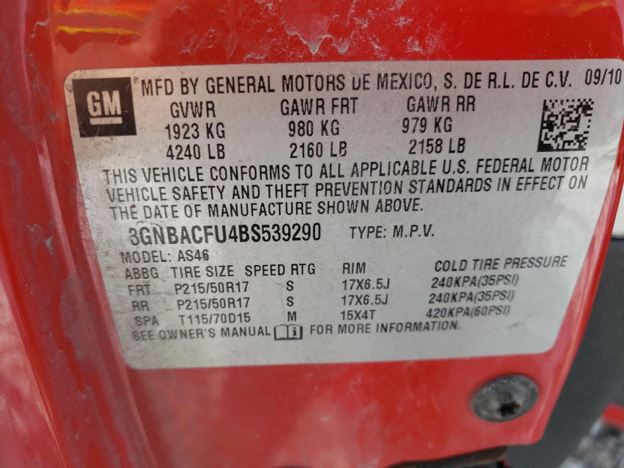Photo 10 from auction – 2011 CHEVROLET HHR LT with VIN 3GNBACFU4BS539290