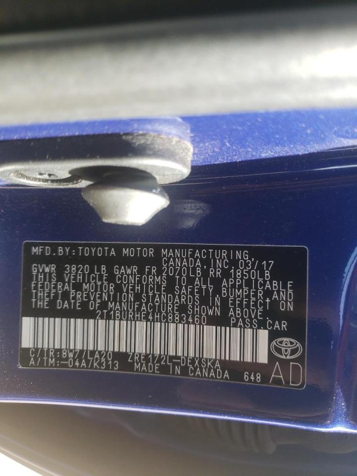 Photo 10 from auction – 2017 TOYOTA COROLLA L with VIN 2T1BURHE4HC883460