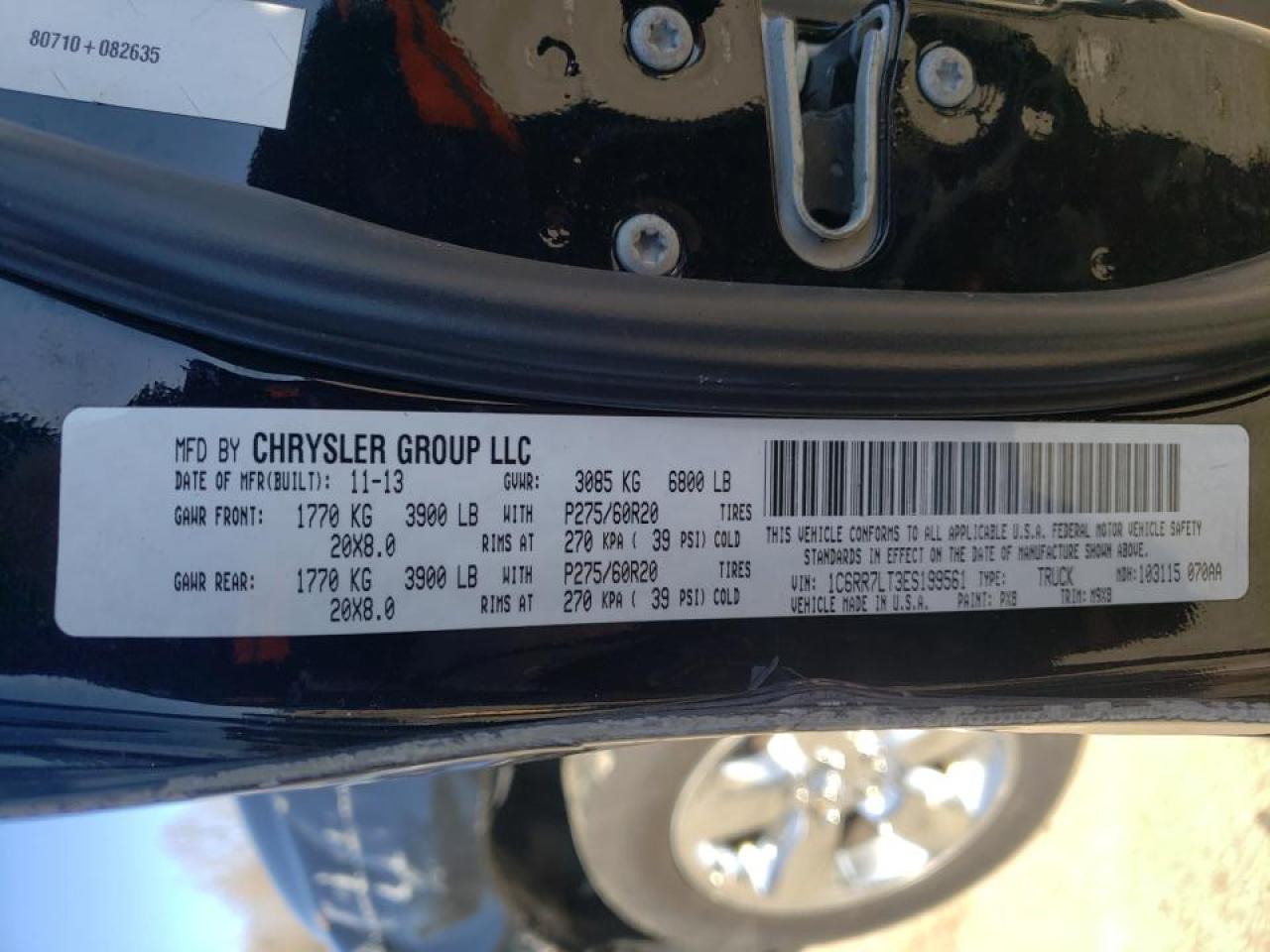 Photo 10 from auction – 2014 RAM 1500 SLT with VIN 1C6RR7LT3ES199561