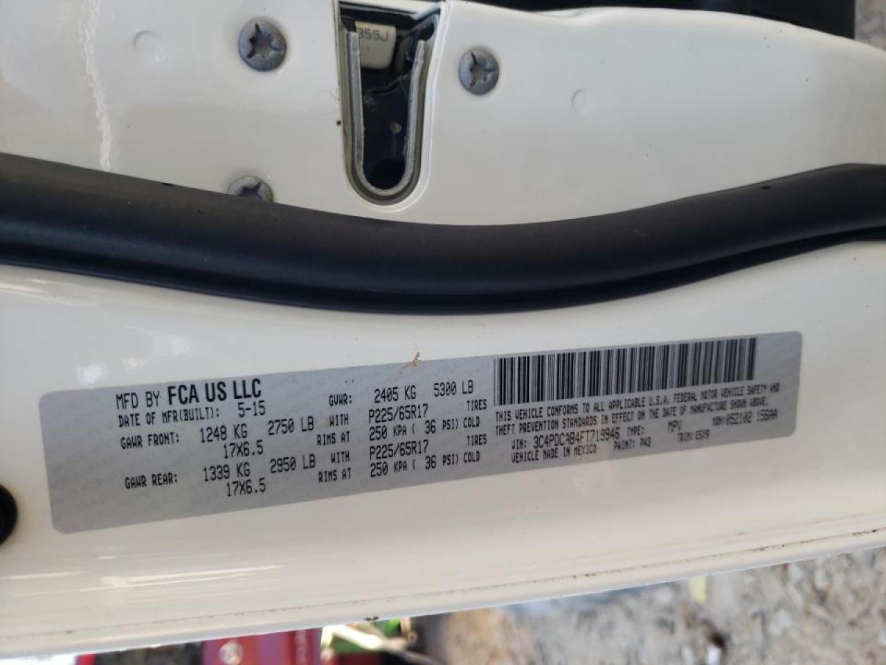 Photo 10 from auction – 2015 DODGE JOURNEY SE with VIN 3C4PDCAB4FT719946