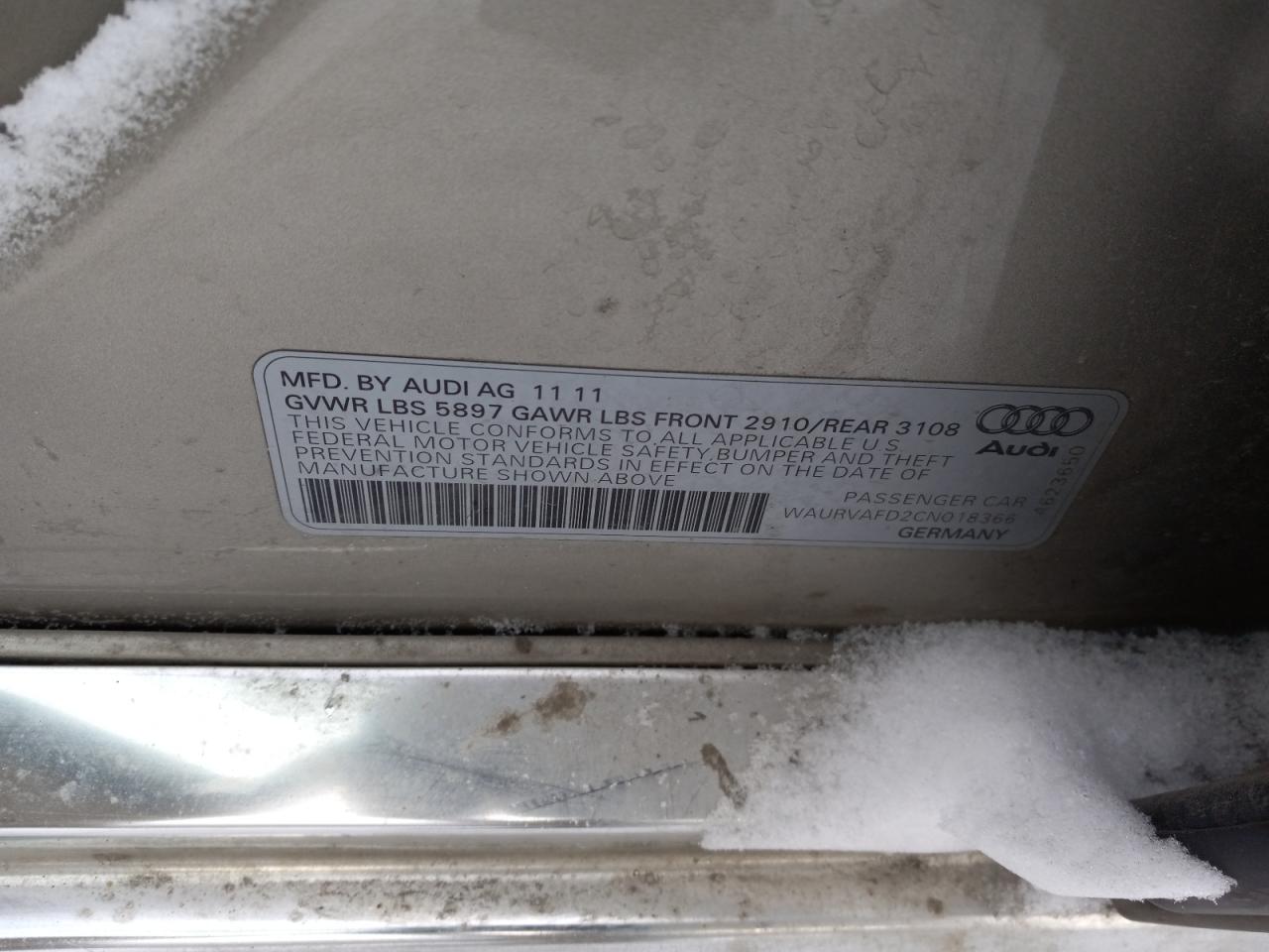 Photo 10 from auction – 2012 AUDI A8 L QUATT with VIN WAURVAFD2CN018366