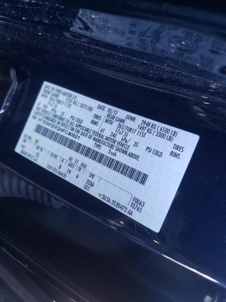 Photo 10 from auction – 2017 FORD F150 SUPER with VIN 1FTEW1EP2HFC40921