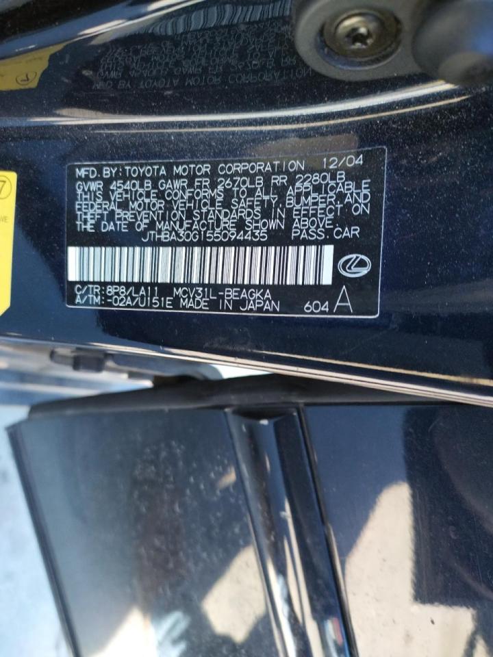 Photo 10 from auction – 2005 LEXUS ES 330 with VIN JTHBA30G155094435