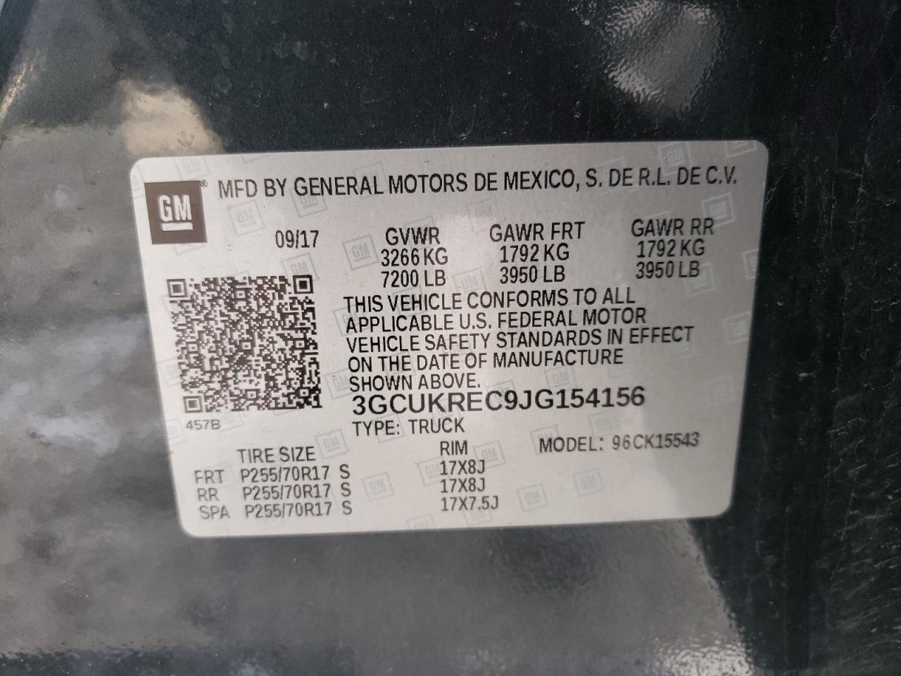 Photo 10 from auction – 2018 CHEVROLET SILVERADO with VIN 3GCUKREC9JG154156