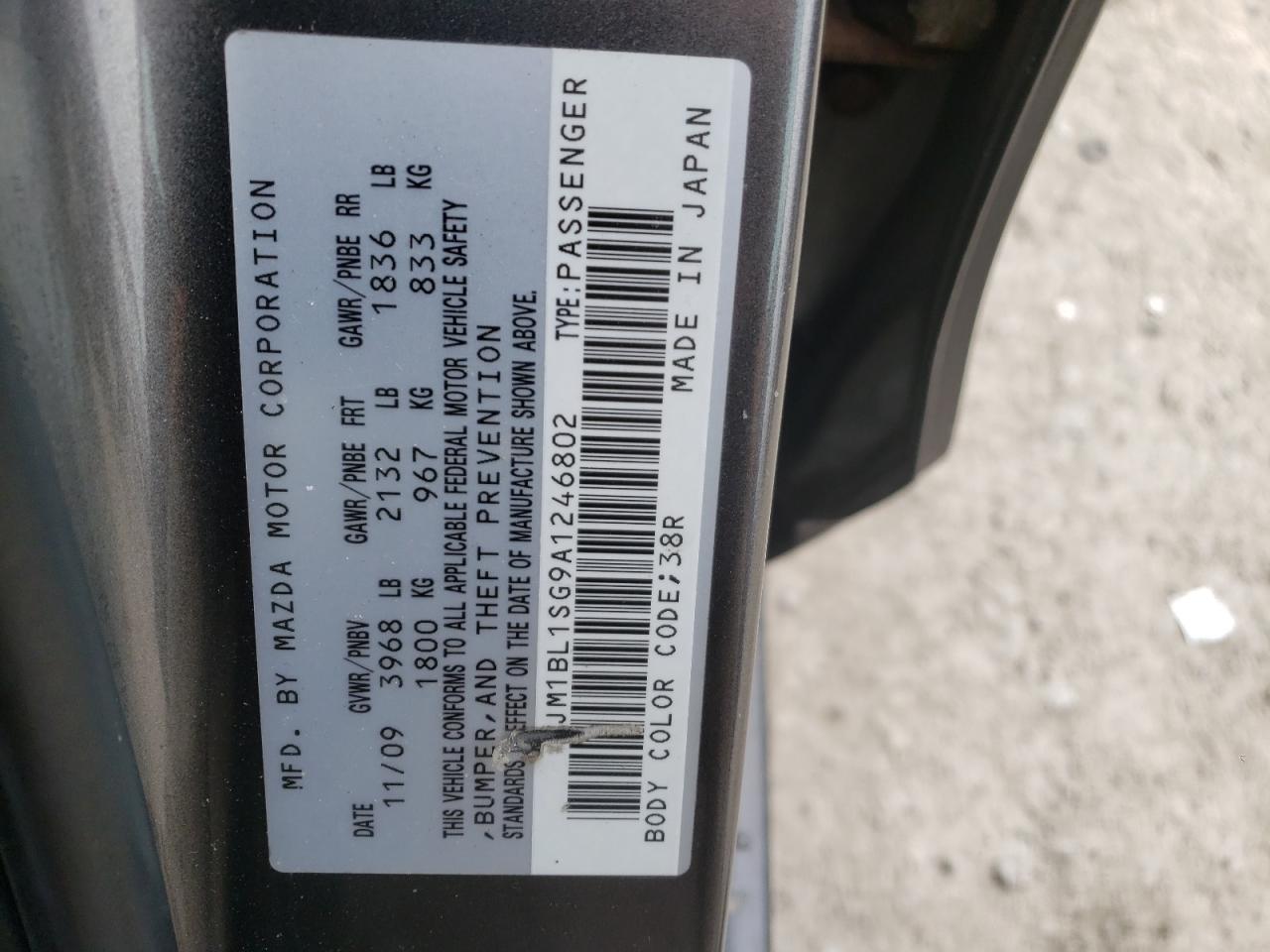 Photo 10 from auction – 2010 MAZDA 3 I with VIN JM1BL1SG9A1246802
