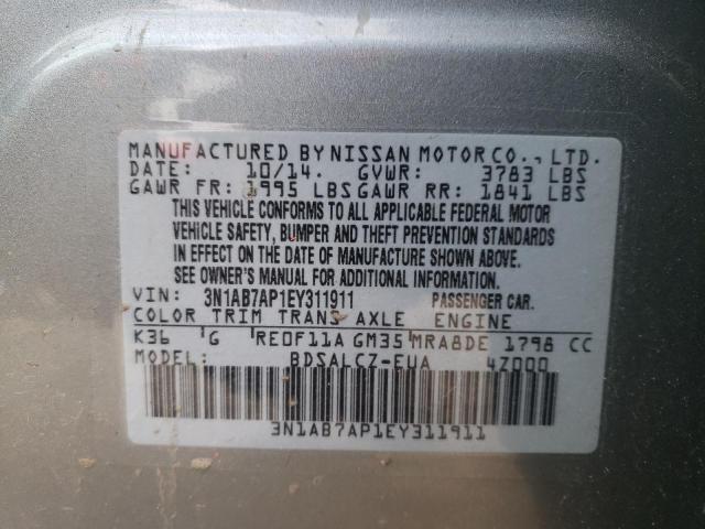 Photo 10 from auction – 2014 NISSAN SENTRA S with VIN 3N1AB7AP1EY311911