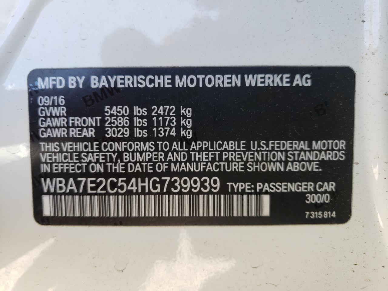 صورة رقم 10 من المزاد - 2017 BMW 740 I مع VIN WBA7E2C54HG739939