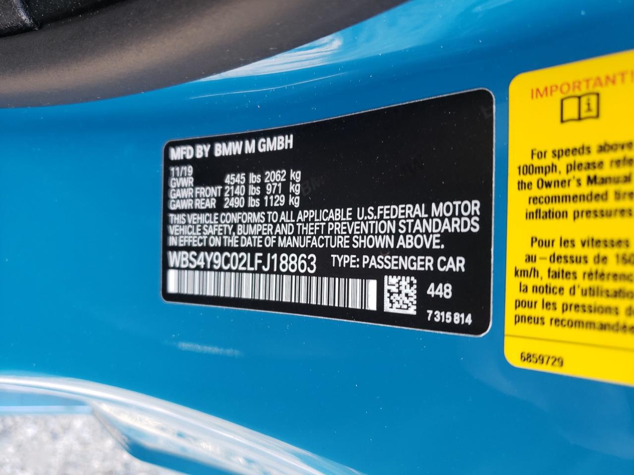 Photo 10 from auction – 2020 BMW M4 with VIN WBS4Y9C02LFJ18863