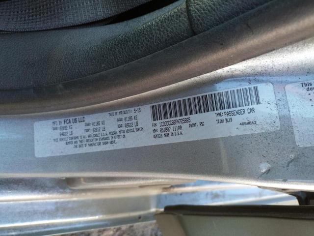 Photo 10 from auction – 2015 CHRYSLER 200 C with VIN 1C3CCCCB8FN725865