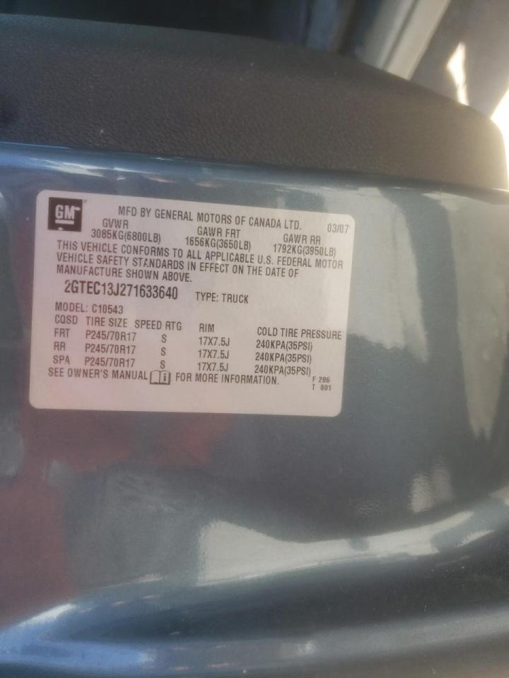 Photo 10 from auction – 2007 GMC NEW SIERRA with VIN 2GTEC13J271633640