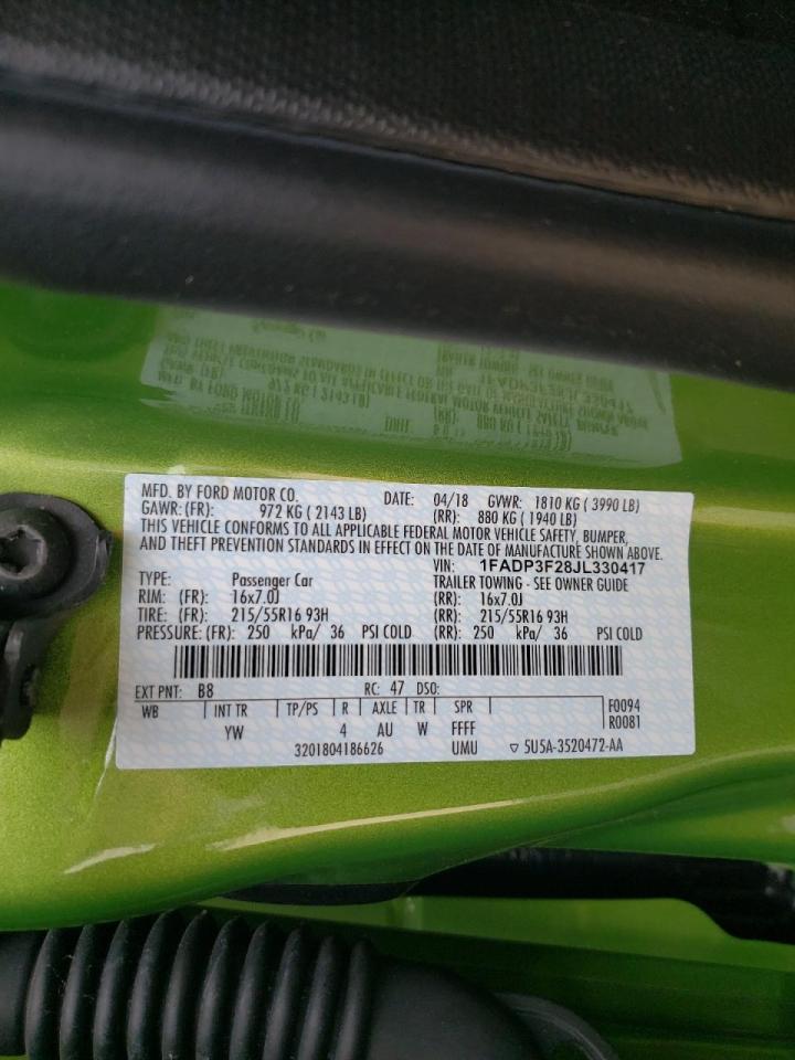 Photo 10 from auction – 2018 FORD FOCUS SE with VIN 1FADP3F28JL330417