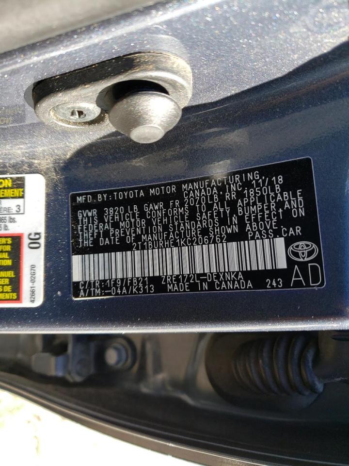Photo 10 from auction – 2019 TOYOTA COROLLA L with VIN 2T1BURHE1KC206762