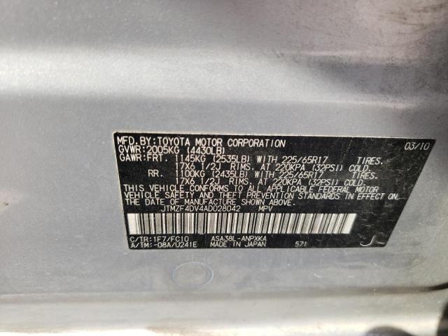 Photo 10 from auction – 2010 TOYOTA RAV4 with VIN JTMZF4DV4AD028042