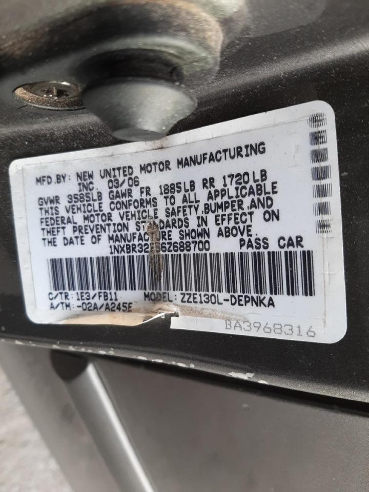 Photo 10 from auction – 2006 TOYOTA COROLLA CE with VIN 1NXBR32E56Z688700