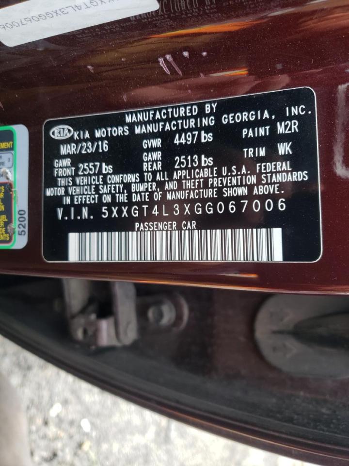 Photo 10 from auction – 2016 KIA OPTIMA LX with VIN 5XXGT4L3XGG067006