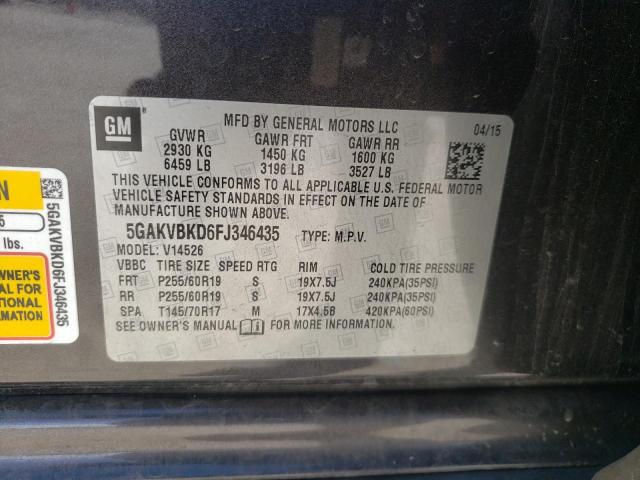 Photo 10 from auction – 2015 BUICK ENCLAVE with VIN 5GAKVBKD6FJ346435