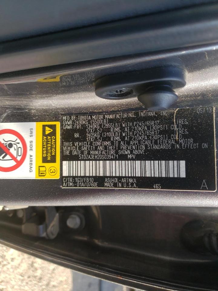 Photo 10 from auction – 2013 TOYOTA HIGHLANDER with VIN 5TDZA3EH2DS039471