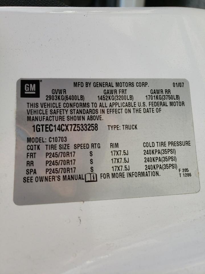 Photo 10 from auction – 2007 GMC NEW SIERRA with VIN 1GTEC14CX7Z533258