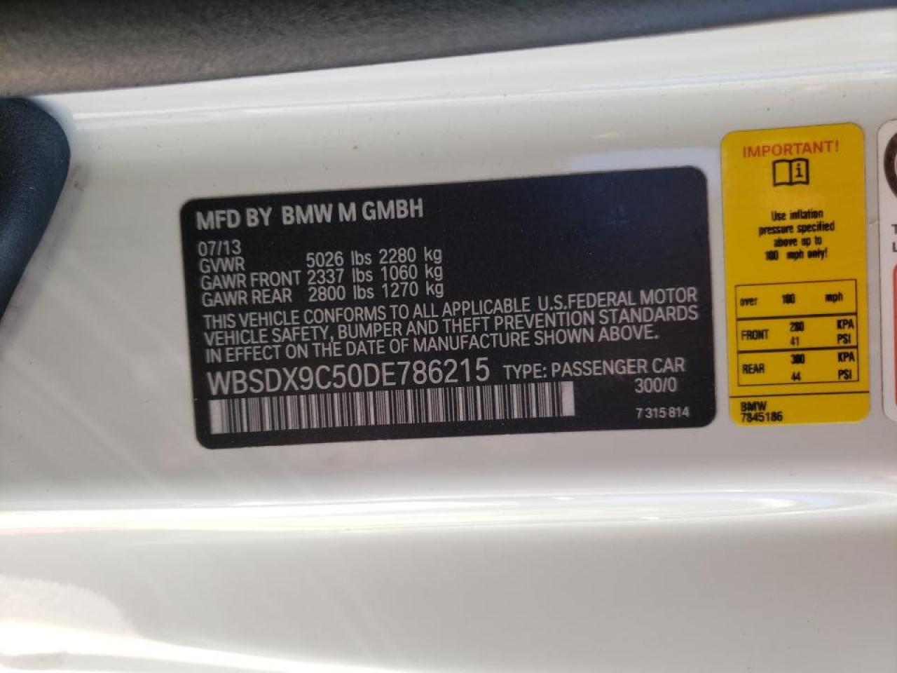 Photo 10 from auction – 2013 BMW M3 with VIN WBSDX9C50DE786215