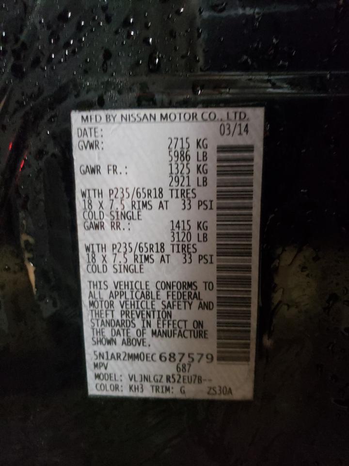 Photo 10 from auction – 2014 NISSAN PATHFINDER with VIN 5N1AR2MM0EC687579
