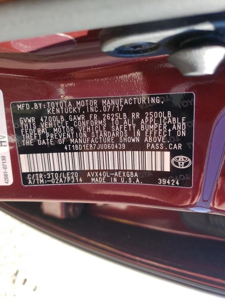 Photo 10 from auction – 2018 TOYOTA AVALON HYB with VIN 4T1BD1EB7JU060439