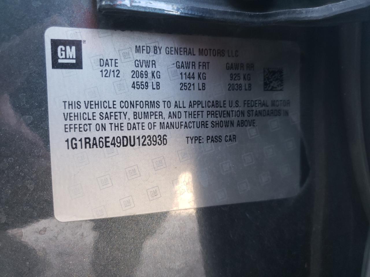 Photo 10 from auction – 2013 CHEVROLET VOLT with VIN 1G1RA6E49DU123936