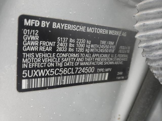 Photo 10 from auction – 2012 BMW X3 XDRIVE2 with VIN 5UXWX5C56CL724500