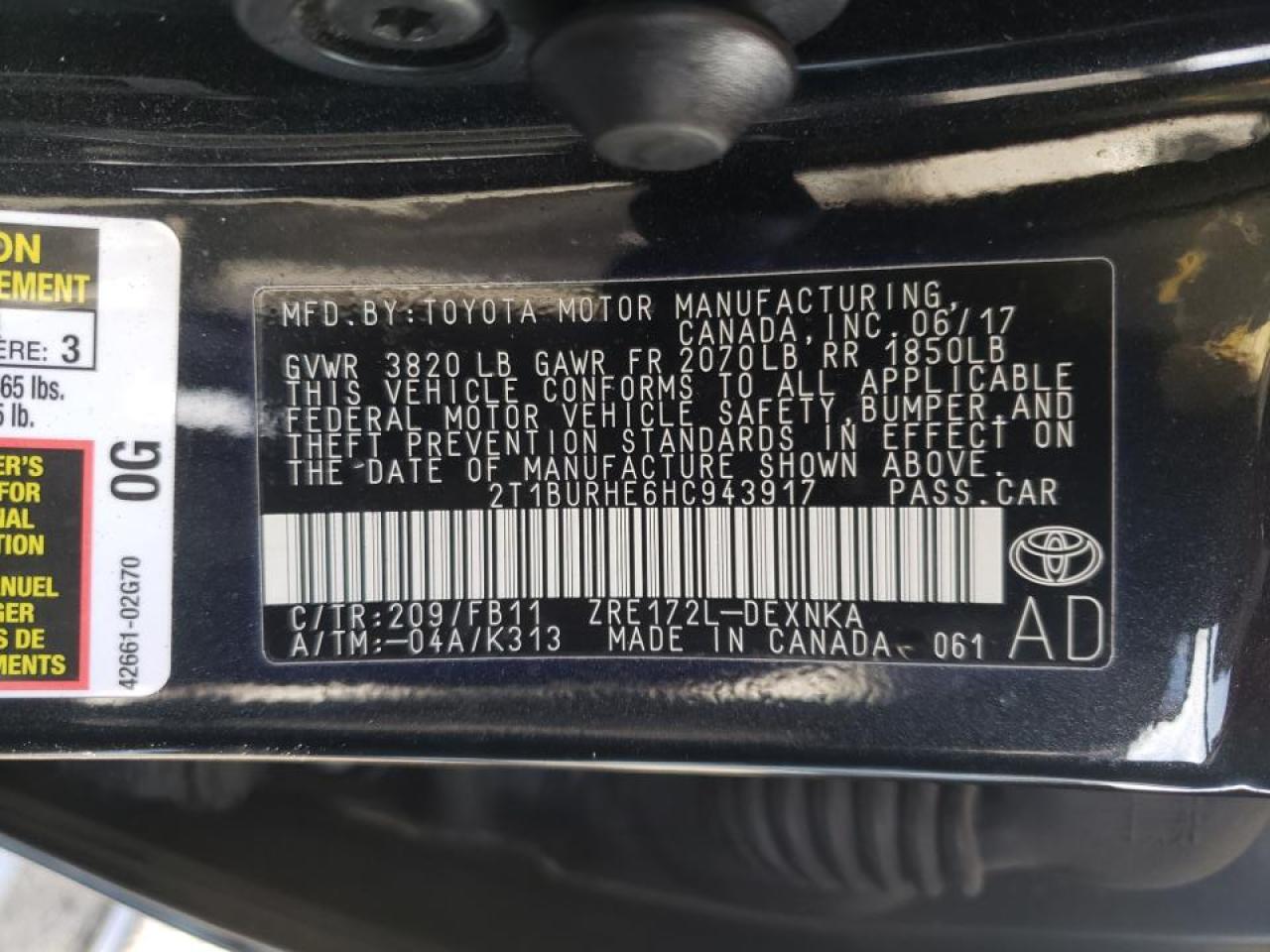 Photo 10 from auction – 2017 TOYOTA COROLLA L with VIN 2T1BURHE6HC943917