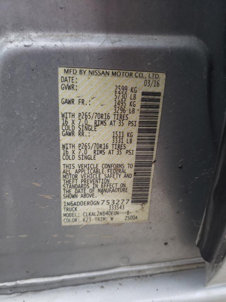 Photo 10 from auction – 2016 NISSAN FRONTIER S with VIN 1N6AD0ER0GN753277