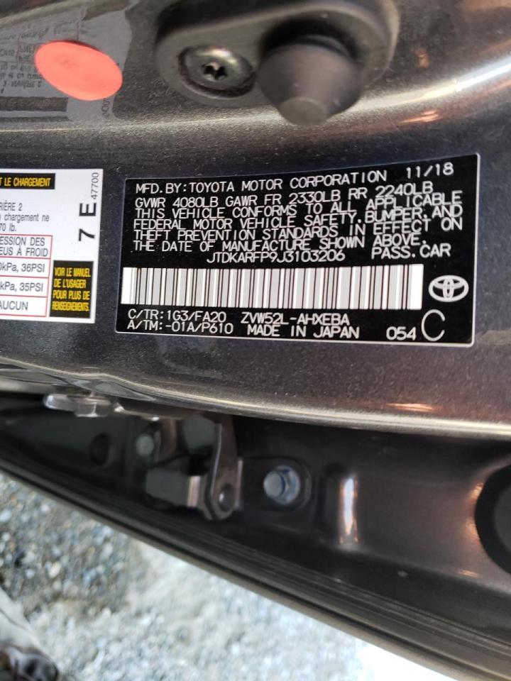 Photo 10 from auction – 2018 TOYOTA PRIUS PRIM with VIN JTDKARFP9J3103206